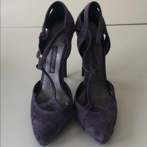 Giorgio Armani purple suede heels